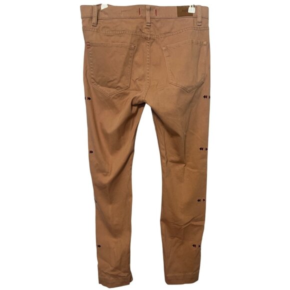 BDG Womens High Rise Cigarette Ankle Jeans 30X30 Aztec Embroidered Tan/Pink Pant - Picture 2 of 6